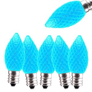 jawtach c9 led christmas light bulbs - 50 pack c9 led bulbs icy blue - 1w for outdoor string lights, holiday decoration