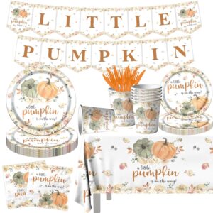 little pumpkin baby shower tableware party decorations a little pumpkin is on the way fall farm pumpkin floral thanksgiving party supplies disposable tablecloth,plates,napkins,cups