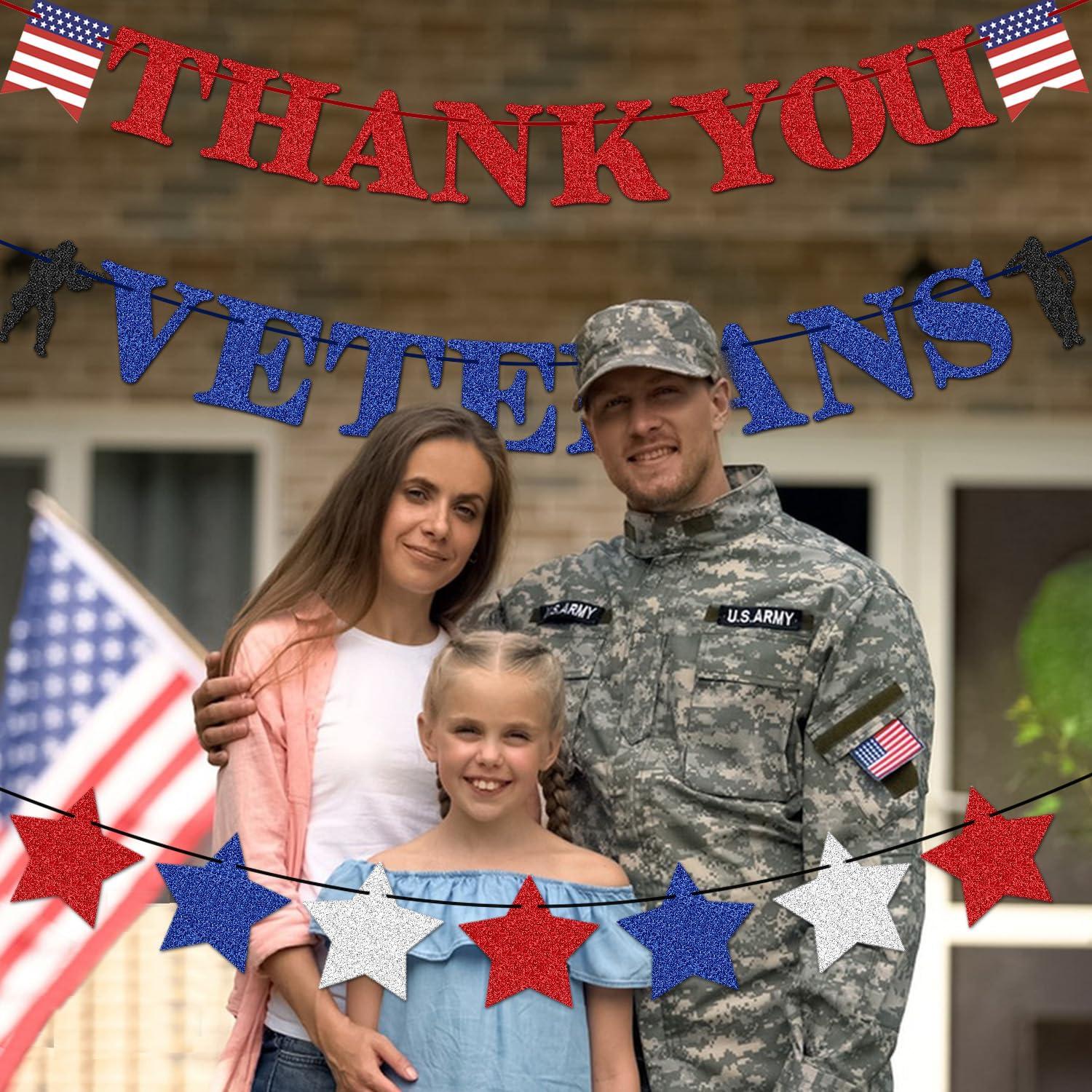 Veterans Day Party Decorations, Thank You Veterans Banner, Thank You to Our Heroes Banner, We Are So Proud Of You Decorations for Veterans Police Military Army Employees, Memorial Day Veterans Day