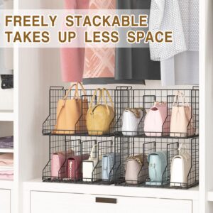 Sonyabecca Purse Storage Organizer for Closet:Adjustable Dividers Handbag Organizer,Stackable Wire Handbags Storage Baskets-Small and Medium-Sized Wallets Tote Chain Bags Clutches