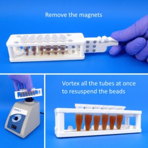 Magnetic Rack for 1.5 and 2 mL centrifuge Tubes, with Removable Magnets