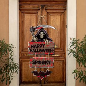 Halloween Home Front-Porch Door Hanger-Decor - 5pcs Scary Party Paper Signs Banners,Bats Spooky Creepy Ghosts Skulls Skeleton Pumpkin Wall Hanging Indoor Decorations Lasting Surprise…