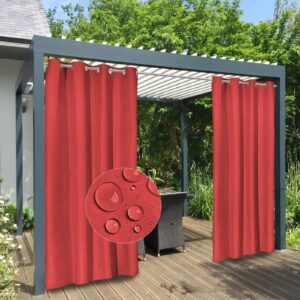 easy-going 100% waterproof outdoor curtains windproof weatherproof porch curtains, premium thick outdoor privacy grommet top panels for patio, gazebo and pergola, 2 panels, 54x96 inch, red