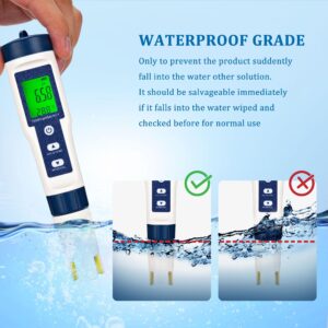 Yoption Pool Salt Tester & PH Meter, 5 in 1 Digital Salinity PH Temp EC and TDS Meter for Pool Saltwater, Drinking Water, Indoor Garden, Fish Tank, Hydroponics, Plants