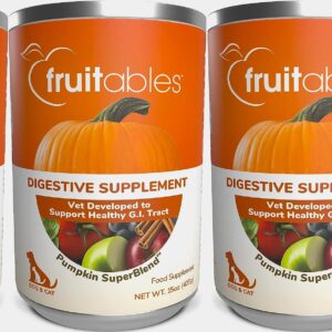 Aurora Pet Bundle (3) Fruitables Pumpkin Superblend Digestive Dog & Cat Supplement (15-oz Each) with AuroraPet Wipes