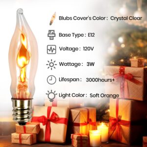 OHLGT Flicker Flame Light Bulb for Hallowwen Christmas Decorative 3 Watt, 120V, E12 Flame Candelabra Light Bulbs（4 Packs）