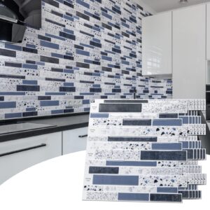 Art3dwallpanels 10-Sheet Peel and Stick Backsplash Tile Stickers, Stick on Backsplash for Kitchen Stone Design 12"x12" Blue