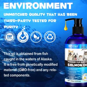 Alaskan Salmon Oil for Dogs & Cats (8.8 oz) - Pure Omega 3 Fish Oil with Omega 6 Fatty Acids, EPA & DHA - Anti-inflammation for Dogs Skin and Coat - Natural Pet Joint, Immune, Brian & Heart Supplement