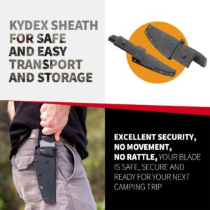 Off-Grid Knives - Sierra Chef Knife with Sandvik 14C28N Stainless Steel, Kydex Sheath and Belt Clip, G10 Scales, Camping, BBQ & Home Kitchen Use (Stonewash)