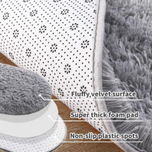 Noahas Grey Fluffy Rugs for Bedroom,2'X 5' Oval Ultra Soft Bedroom Rugs,Small Throw Rugs, Kids Room Carpet Modern Shaggy Area Rugs Home Decor