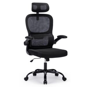 someet office chair, ergonomic mesh office chair with adjustable headrest and arms, high back ergonomic desk chair with lumbar support, comfortable home office desk chairs with tilt lock (black)