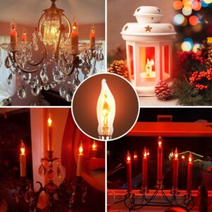 OHLGT Flicker Flame Light Bulb for Hallowwen Christmas Decorative 3 Watt, 120V, E12 Flame Candelabra Light Bulbs（12 Packs）