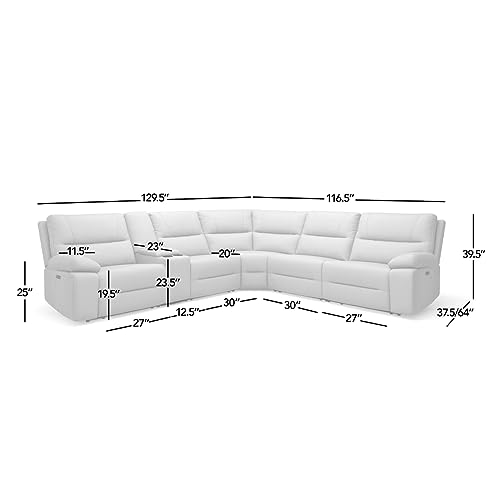 Jennifer Taylor Home Malibu 130" Modern Power Motion 6-Piece Reclining Corner Sectional with Cup Holders