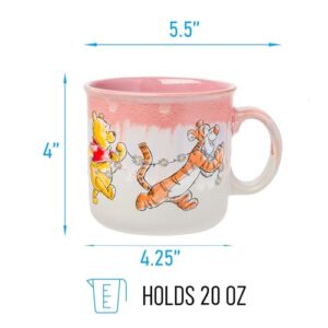 Silver Buffalo Winnie the Pooh Featuring Piglet, Tigger, and Eeyore Reactive Glaze Ceramic Camper Mug, 20 Ounces