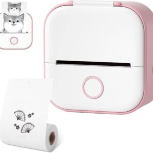 Print Pod Sticker Printer, Mini Pocket Printer, Inkless Sticker Printer for School, Fast Printing Portable Mini Thermal Printer with Print Paper (Printing Paper *1, Pink)