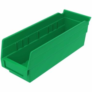 shelving inc. 11-5/8"d x 4-1/8"w x 4"h nesting shelf bins, green, 24 count