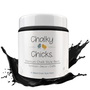 chalky chicks chalk paint - chalk paint for furniture, craft paint, cabinet paint, wood paint, and furniture paint, spray paint-ready for home decor - starless night (black) 4 fl oz (pack of 1)