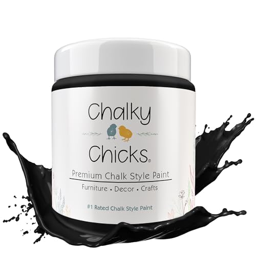 Chalky Chicks Chalk Paint - Chalk Paint for Furniture, Craft Paint, Cabinet Paint, Wood Paint, and Furniture Paint, Spray Paint-Ready for Home Decor - Starless Night (Black) 4 Fl Oz (Pack of 1)