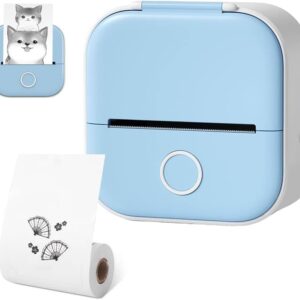 Print Pod Sticker Printer, Mini Pocket Printer, Inkless Sticker Printer for School, Fast Printing Portable Mini Thermal Printer with Print Paper (Printing Paper *1, Blue)