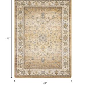 BEIMO 6x9 Area Rugs for Living Room Bedroom, Machine Washable Print Soft Floor Cover, Vintage Stain Resistant Aesthetic Apricot Carpet, Medium Pile Mat with Non Slip Rubber Backing