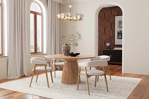 Alpine Furniture Cove Curved Back Upholstered Chairs, Natural (Set of 2)