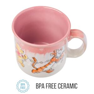 Silver Buffalo Winnie the Pooh Featuring Piglet, Tigger, and Eeyore Reactive Glaze Ceramic Camper Mug, 20 Ounces