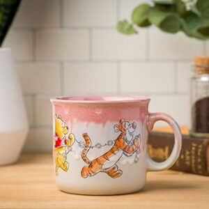 Silver Buffalo Winnie the Pooh Featuring Piglet, Tigger, and Eeyore Reactive Glaze Ceramic Camper Mug, 20 Ounces