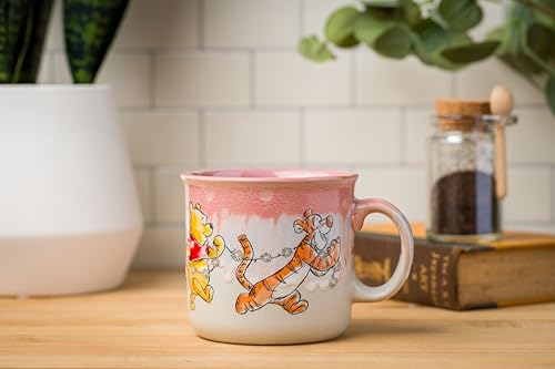 Silver Buffalo Winnie the Pooh Featuring Piglet, Tigger, and Eeyore Reactive Glaze Ceramic Camper Mug, 20 Ounces