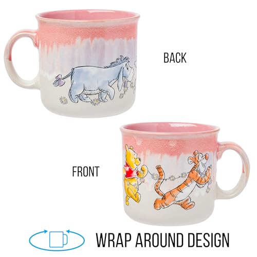 Silver Buffalo Winnie the Pooh Featuring Piglet, Tigger, and Eeyore Reactive Glaze Ceramic Camper Mug, 20 Ounces