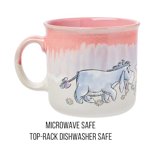 Silver Buffalo Winnie the Pooh Featuring Piglet, Tigger, and Eeyore Reactive Glaze Ceramic Camper Mug, 20 Ounces