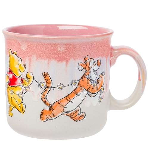 Silver Buffalo Winnie the Pooh Featuring Piglet, Tigger, and Eeyore Reactive Glaze Ceramic Camper Mug, 20 Ounces