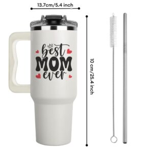 Christmas Gift for Mom - Best Mom Ever Coffee Tumbler 40 Oz With Handle and Straw, Mama Tumbler, Best Mom Ever Mug, Mom Birthday Present, Mama Cup, Mothers Day Gift Tumbler, Moms Christmas Gift Ideas