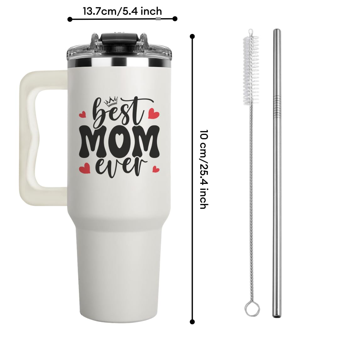 Christmas Gift for Mom - Best Mom Ever Coffee Tumbler 40 Oz With Handle and Straw, Mama Tumbler, Best Mom Ever Mug, Mom Birthday Present, Mama Cup, Mothers Day Gift Tumbler, Moms Christmas Gift Ideas