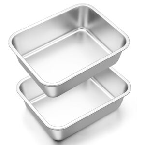 onader 9 x 11 inch lasagna pan deep stainless steel baking pan set of 2 rectangular cake pan