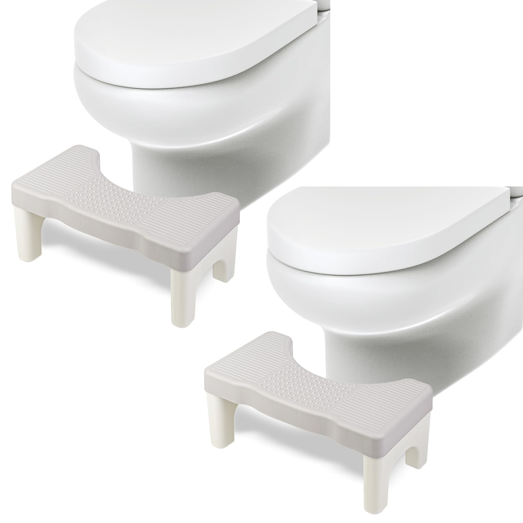 2 Pack Toilet Stool, Bathroom Squat Stool, Poop Stool for Adults, Plastic Potty Stool