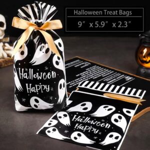 VIFOME 24 PCS Halloween Favor Bags Ghost Treat Bags Gift Bags Plastic Drawstring Bags Candy Goodies Bags Gift Wrapping Bags Halloween Party Decoration