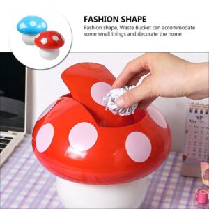 Cabilock Decorative Rubbish Bin Mini Desktop Trash Can, Mushroom Lid Wastebasket Small Tabletop Paper Garbage Can Rubbish Bin Cute Small Countertop Trash Bin Container for Home Office 2pcs