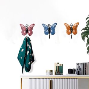 KFZDCG 4 Pcs Butterfly Wall Mounted Hooks, Butterfly Coat Hooks Metal Mounted Wall Hook Creative Butterfly Iron Hook for Hanging Coat, Hat, Key, Towel, Scarves, Handbag