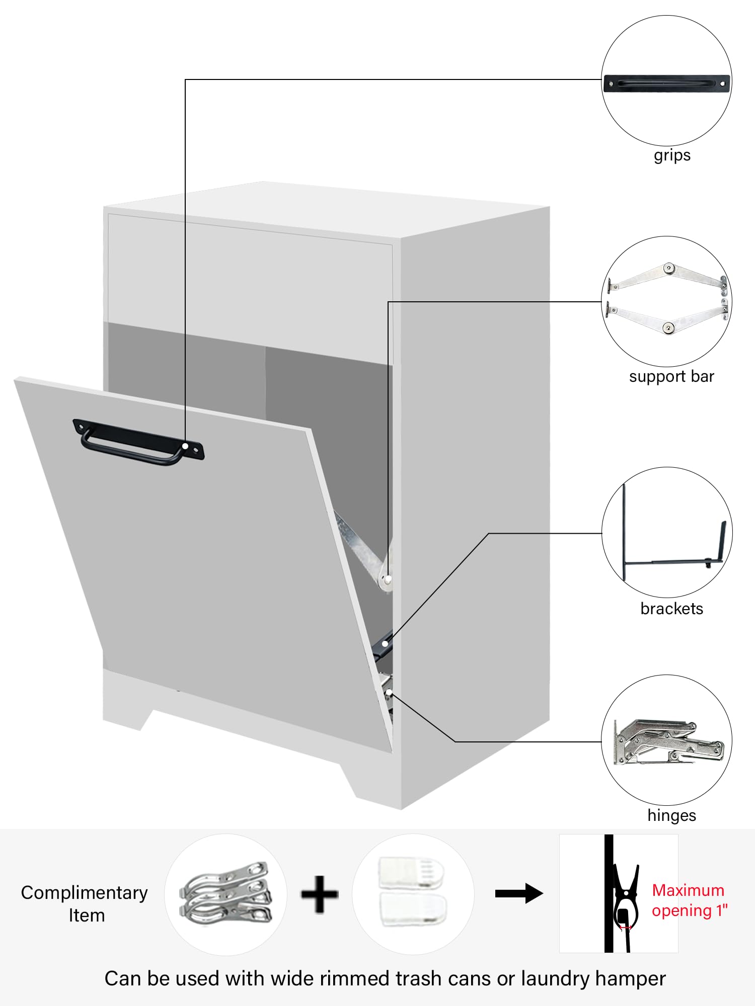 ZRD Tilt Out Trash Can Cabinet DIY Kit for Single Cabinet, Pet Proof Hidden Trash Can Cabinet Conversion Kit, Suitable for Kitchen, Bathroom, Living Room, and Dining Room