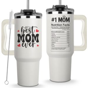 christmas gift for mom - best mom ever coffee tumbler 40 oz with handle and straw, mama tumbler, best mom ever mug, mom birthday present, mama cup, mothers day gift tumbler, moms christmas gift ideas