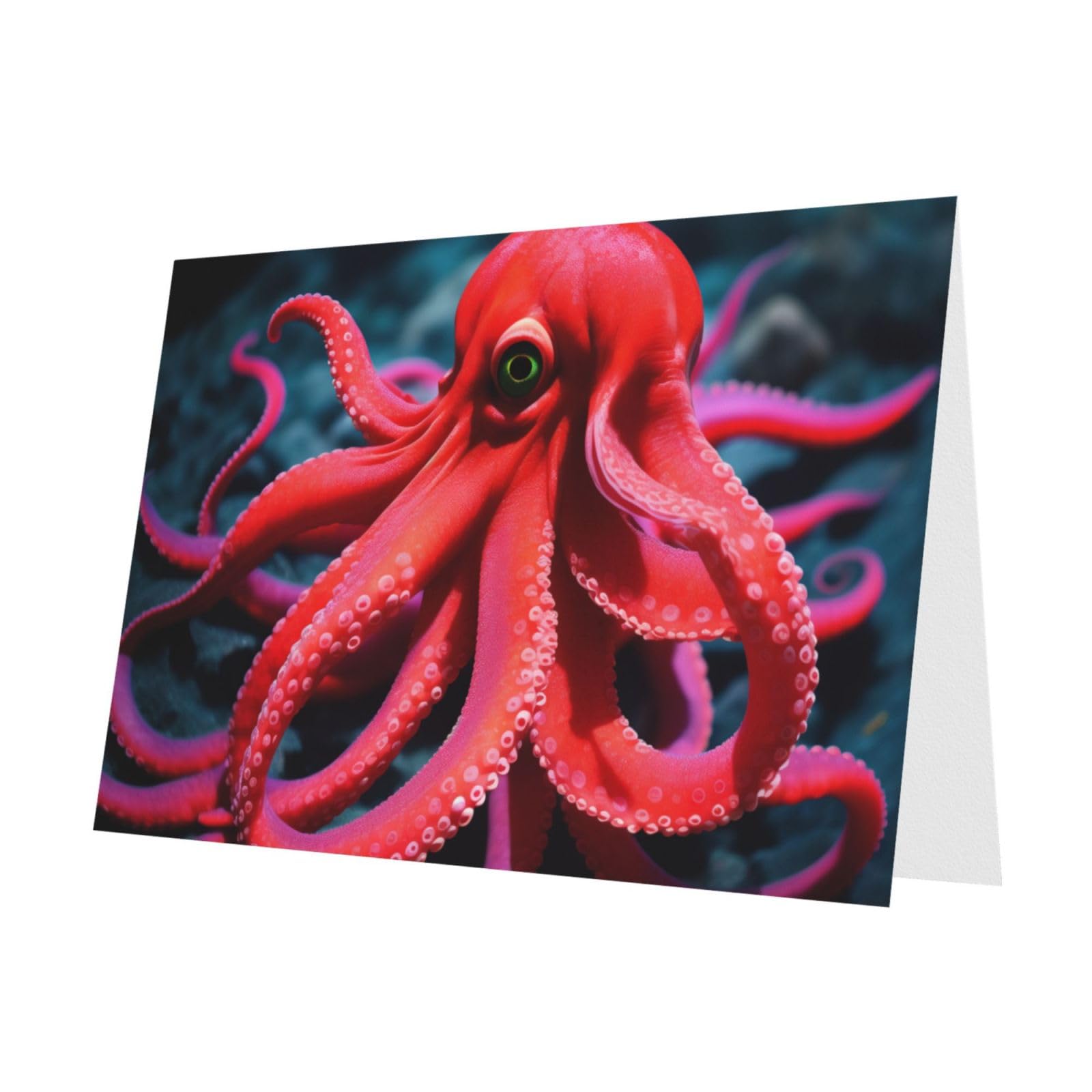 BUULOO Red Octopus Thank You Cards Greeting Cards With Envelopes For Wedding Birthday Party Graduation