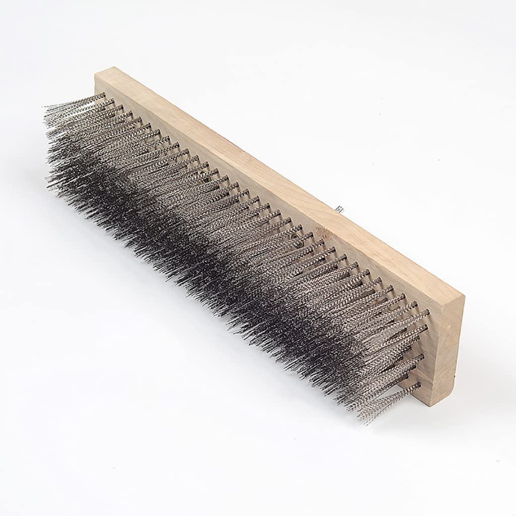 16" Heavy-Duty Rough Surface Floor Brush,Stainless Steel Wire Large Deck Scrub Brush 16" x 2.7” Removes Snow, Dirt & Grime on Drivways, Steps, Patios, Decks, Tile, Cement Without Stick (16")