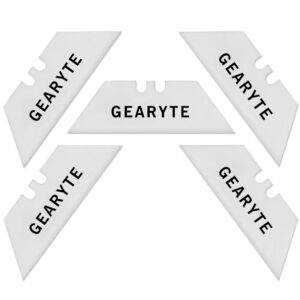 gearyte ceramic utility blade replacements for box cutters and utility knives - harder than steel zirconia ceramic and razor sharp - 5 pack with case