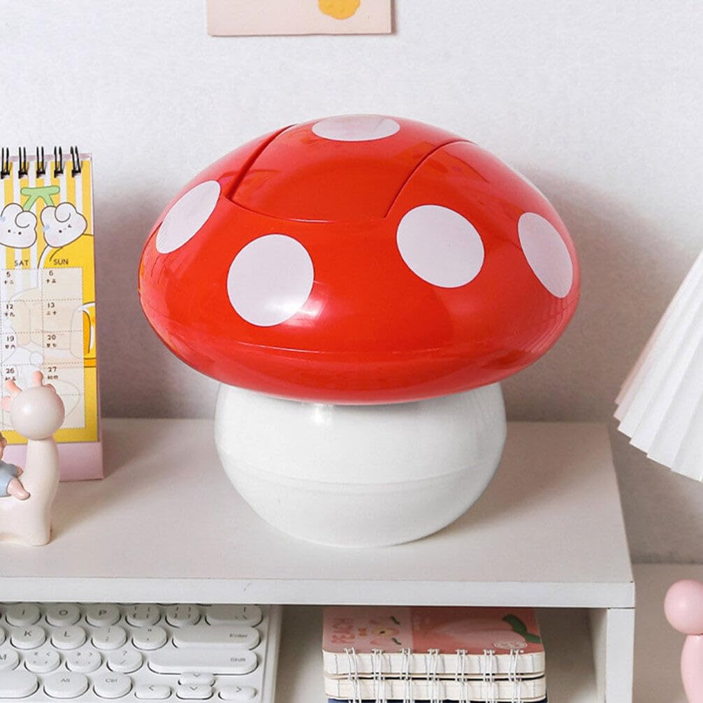 Cabilock Decorative Rubbish Bin Mini Desktop Trash Can, Mushroom Lid Wastebasket Small Tabletop Paper Garbage Can Rubbish Bin Cute Small Countertop Trash Bin Container for Home Office 2pcs