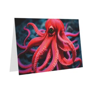 BUULOO Red Octopus Thank You Cards Greeting Cards With Envelopes For Wedding Birthday Party Graduation