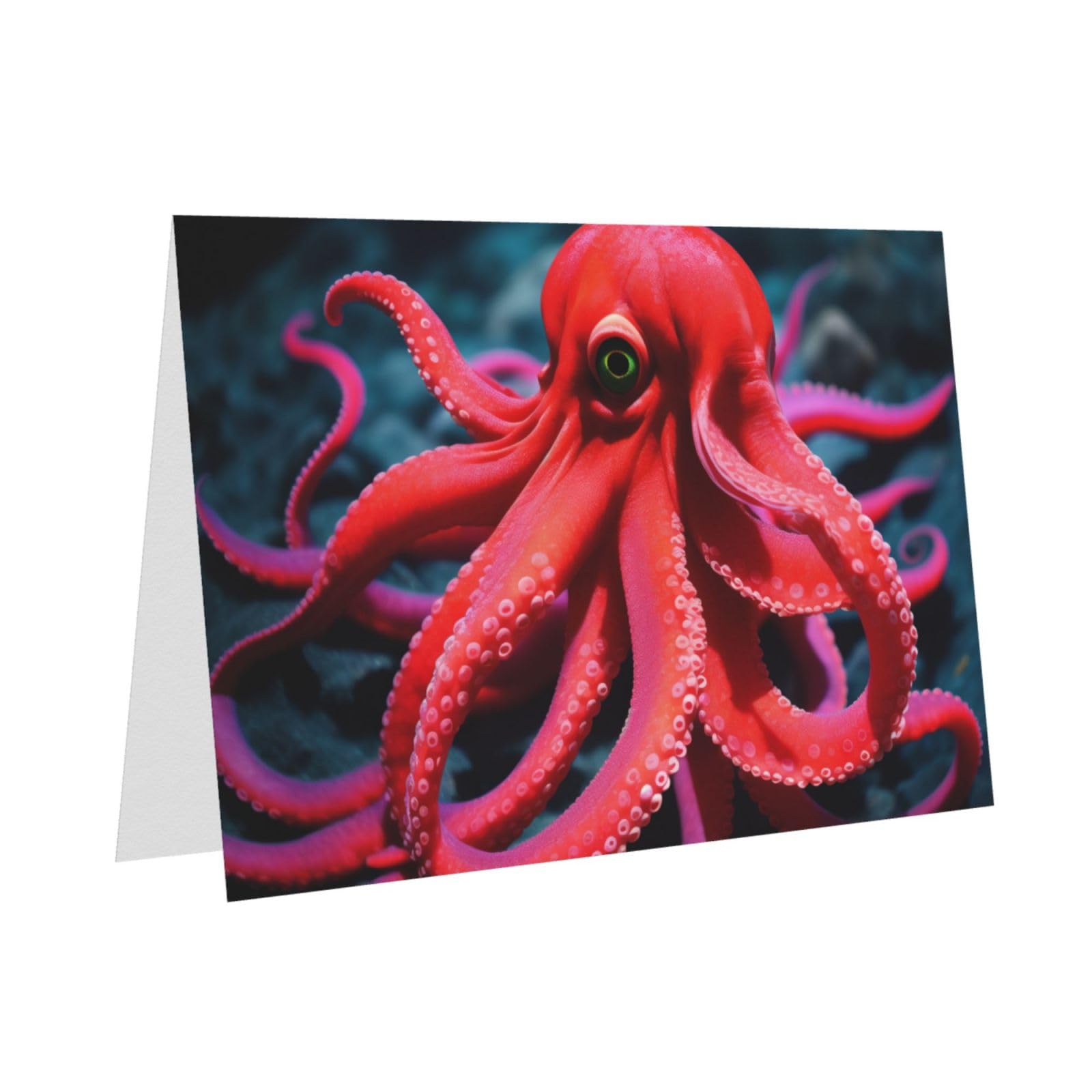 BUULOO Red Octopus Thank You Cards Greeting Cards With Envelopes For Wedding Birthday Party Graduation