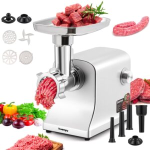 huanyu meat grinder electric 2800w max meat mincer with stainless steel blade&3 plates, 3 sausage stuffers, kubbe kits heavy duty food grinding machine for home kitchen & commercial using