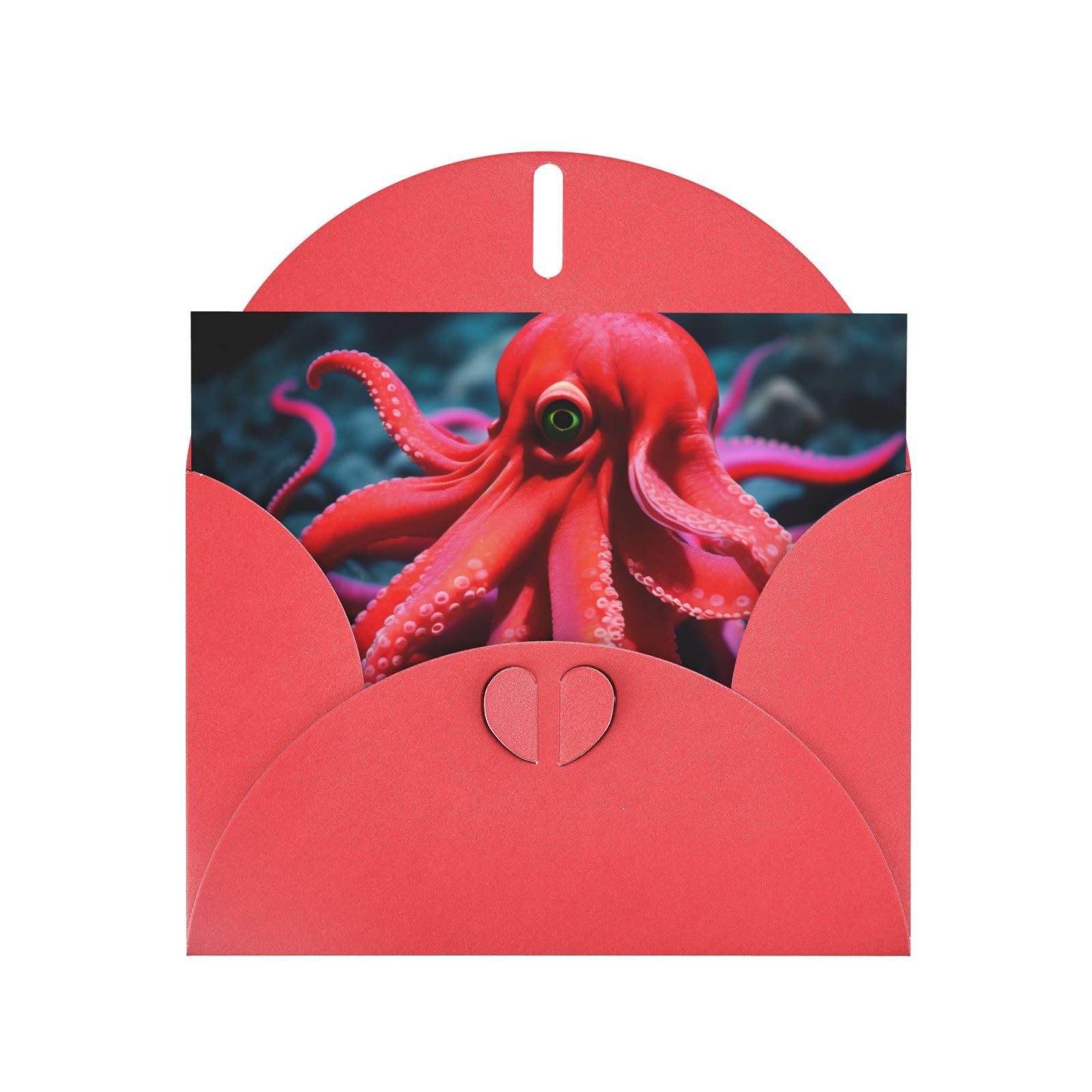 BUULOO Red Octopus Thank You Cards Greeting Cards With Envelopes For Wedding Birthday Party Graduation