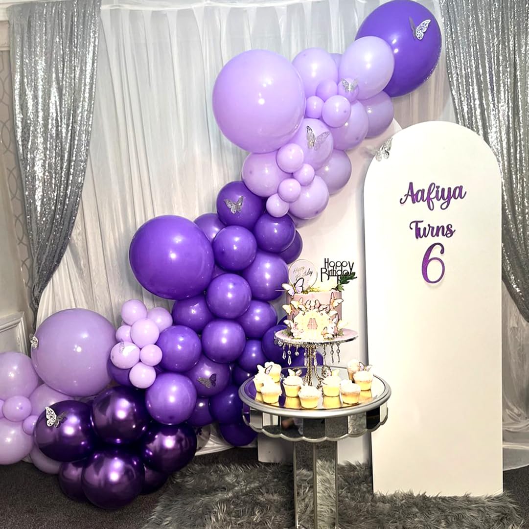 Msiveavz Purple White Party Balloons,Purple Balloons 50 Pcs 12 inch Purple and White Balloons Purple White Silver Latex Balloons For Wedding Baby Shower Birthday Party Decoration