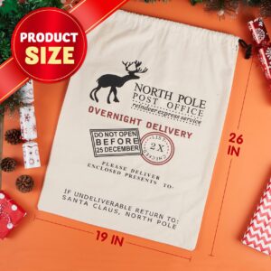 JOYIN Christmas Burlap Gift Bag 26" x 19" Inch, Extra Large Santa Sack with Drawstring for Xmas Presents Package Storage, Reusable Holiday Party Supplies Christmas Party Favors